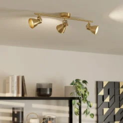 Deckenspot Seras messing-gold gebürstet, 3-flammig