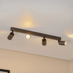 Deckenspot Top, justierbar, braun, vierflammig linear