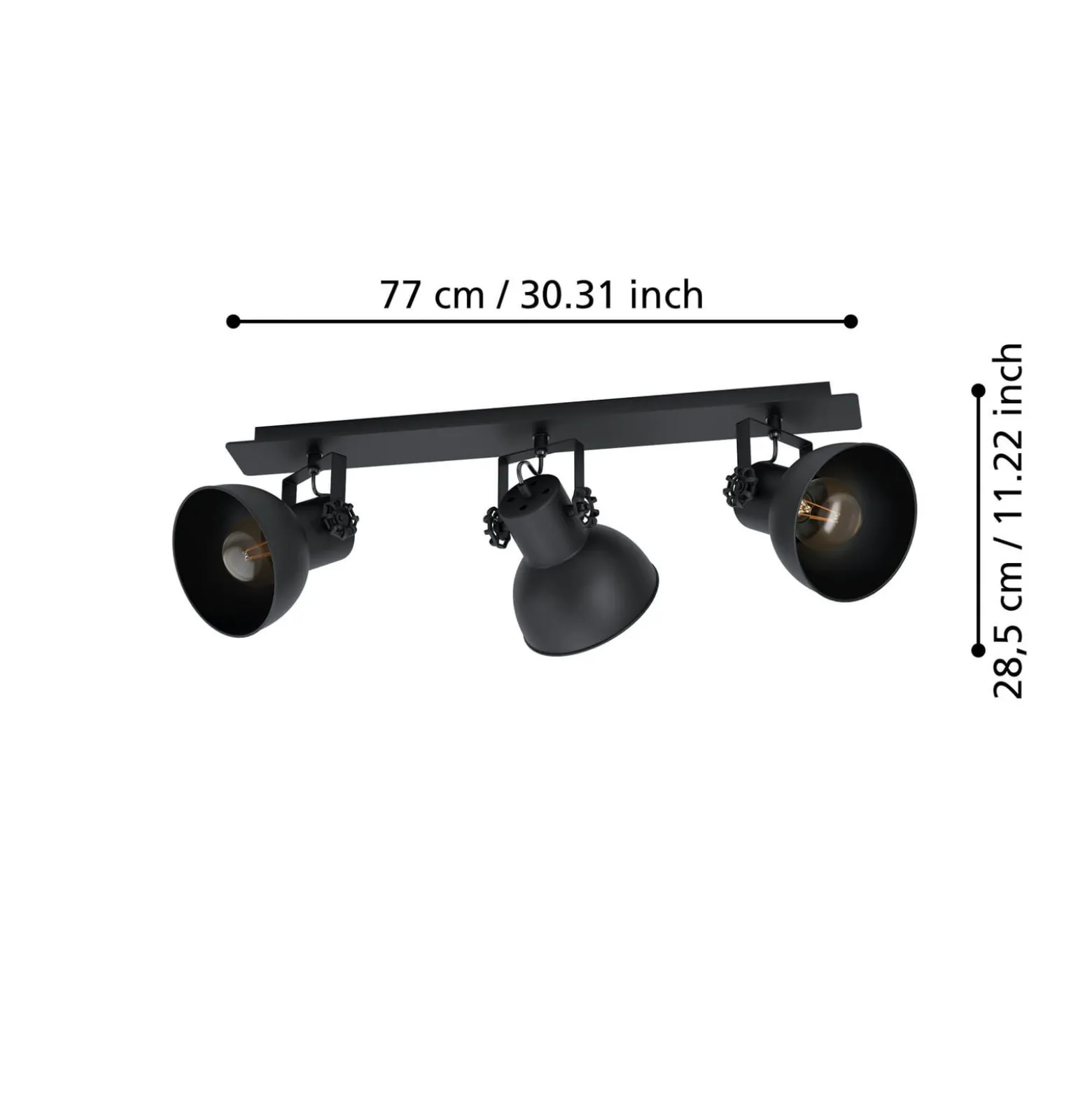Deckenstrahler Barnstaple, schwarz, dreiflammig