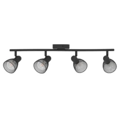 Deckenstrahler Corvigno, Länge 64 cm, schwarz, 4-flg., Stahl