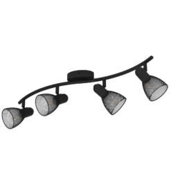 Deckenstrahler Corvigno, Länge 64 cm, schwarz, 4-flg., Stahl