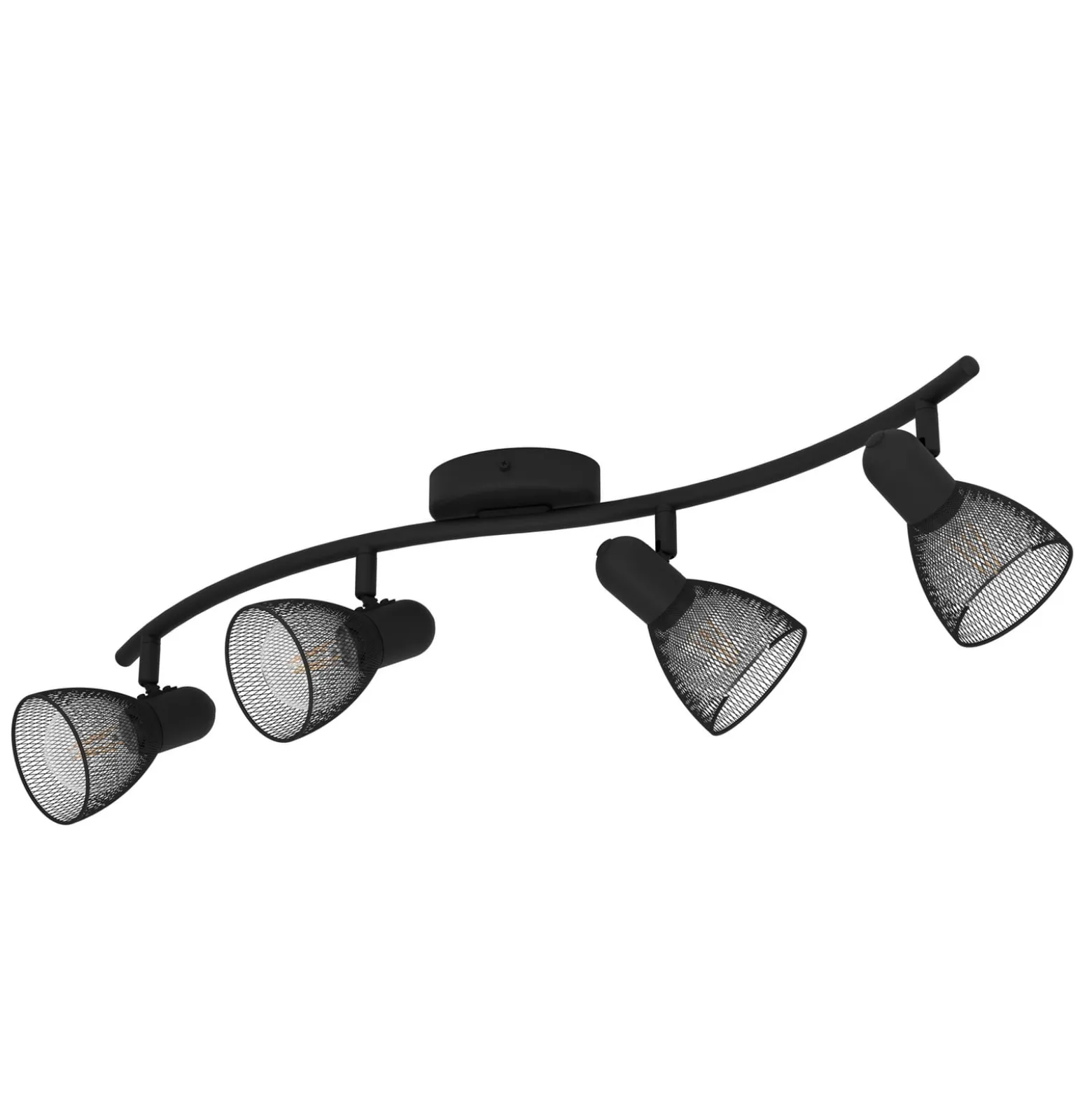 Deckenstrahler Corvigno, Länge 64 cm, schwarz, 4-flg., Stahl