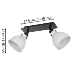 Deckenstrahler Matlock, Länge 52 cm, grau/schwarz, 2-flg.