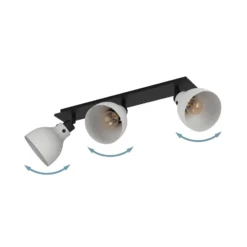 Deckenstrahler Matlock, Länge 74 cm, grau/schwarz, 3-flg.