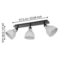 Deckenstrahler Matlock, Länge 74 cm, grau/schwarz, 3-flg.