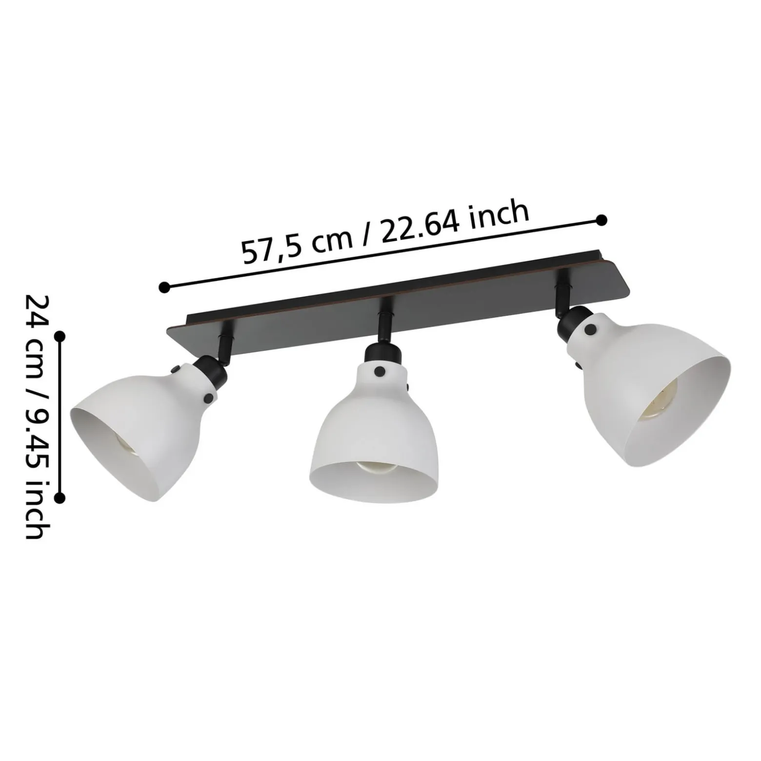 Deckenstrahler Matlock, Länge 74 cm, grau/schwarz, 3-flg.