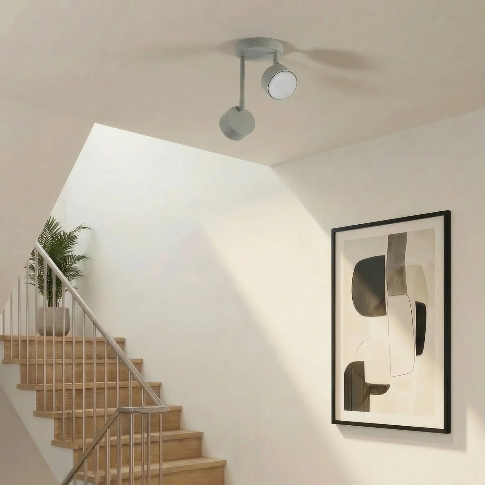 Deckenstrahler Nemo, 2-fl., grau-beige, beweglich, GX53
