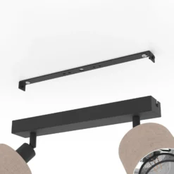 Deckenstrahler Rosley, Länge 31 cm, schwarz/natur, 2-flg.