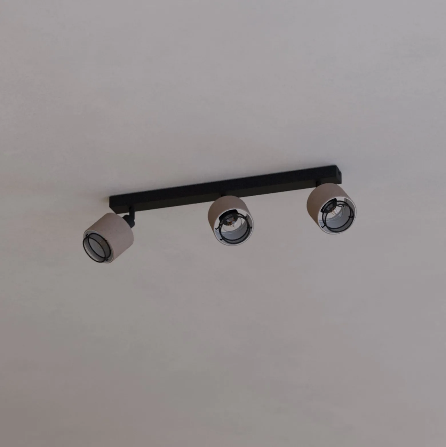 Deckenstrahler Rosley, Länge 43 cm, schwarz/natur, 3-flg.