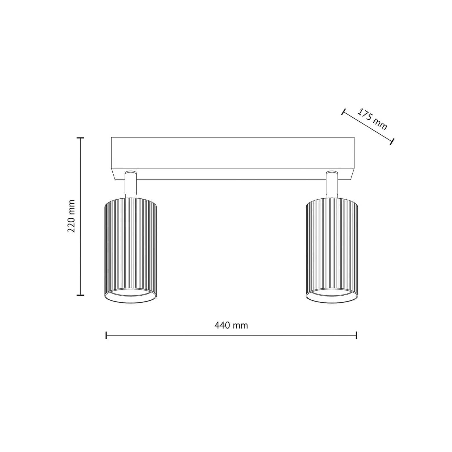 Deckenstrahler Tune, 2-flammig, braun, Metall, Länge 44 cm