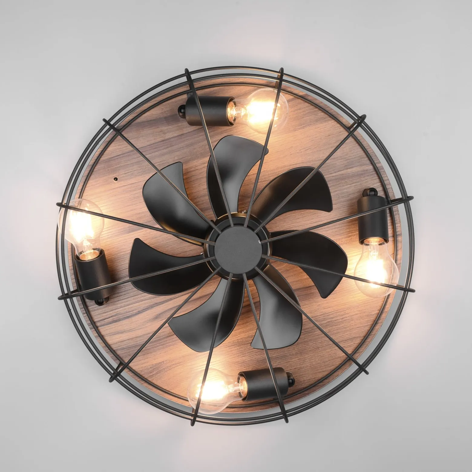 Deckenventilator Trondheim, Remote, 4xE27, holz