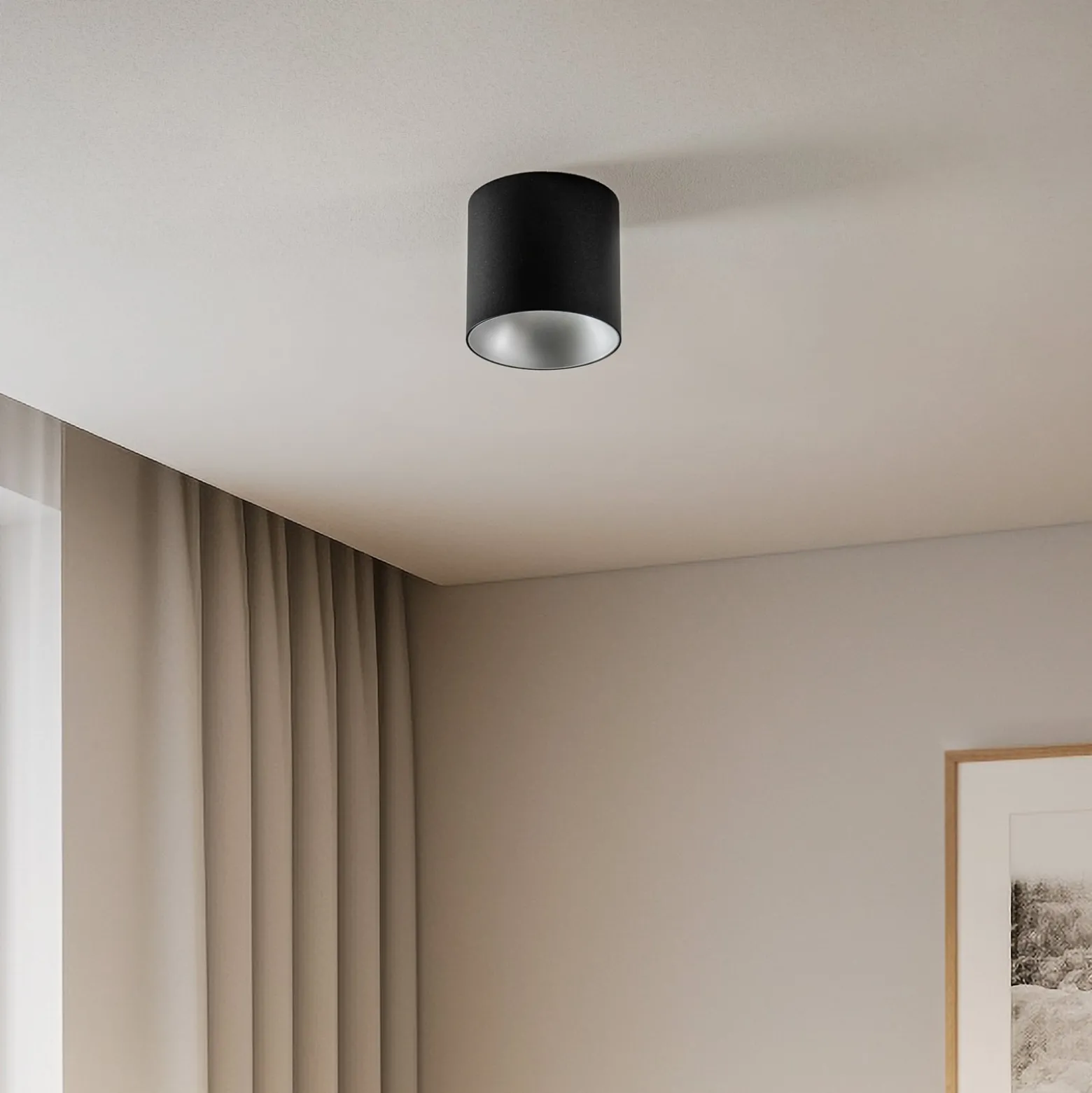Downlight Point Tone, schwarz, innen silber