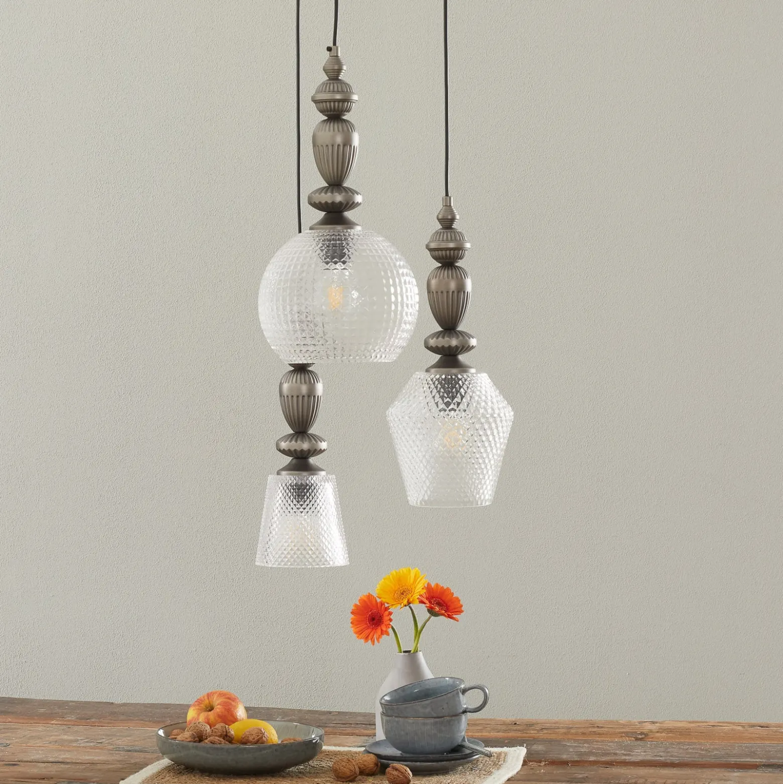 Dreiflammige Glas-Pendellampe Talisa