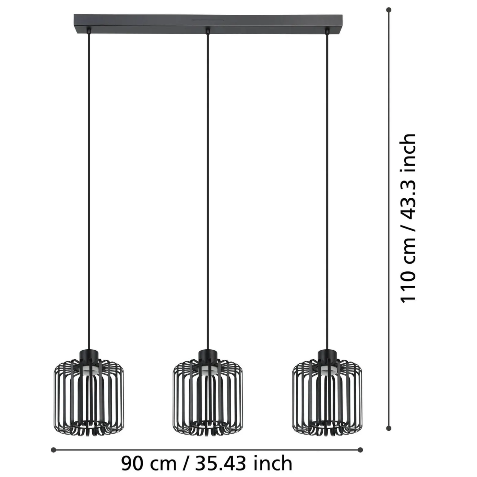 EGLO connect LED-Hängeleuchte Ginestrone-Z, 3-fl., schwarz