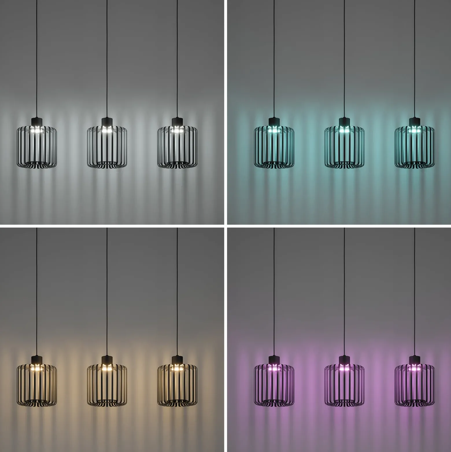 EGLO connect LED-Hängeleuchte Ginestrone-Z, 3-fl., schwarz