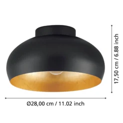 EGLO Mogano 2 Deckenleuchte, Ø28cm, schwarz/gold