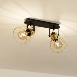 EGLO Sambatello Deckenlampe 2-flammig schwarz/gold