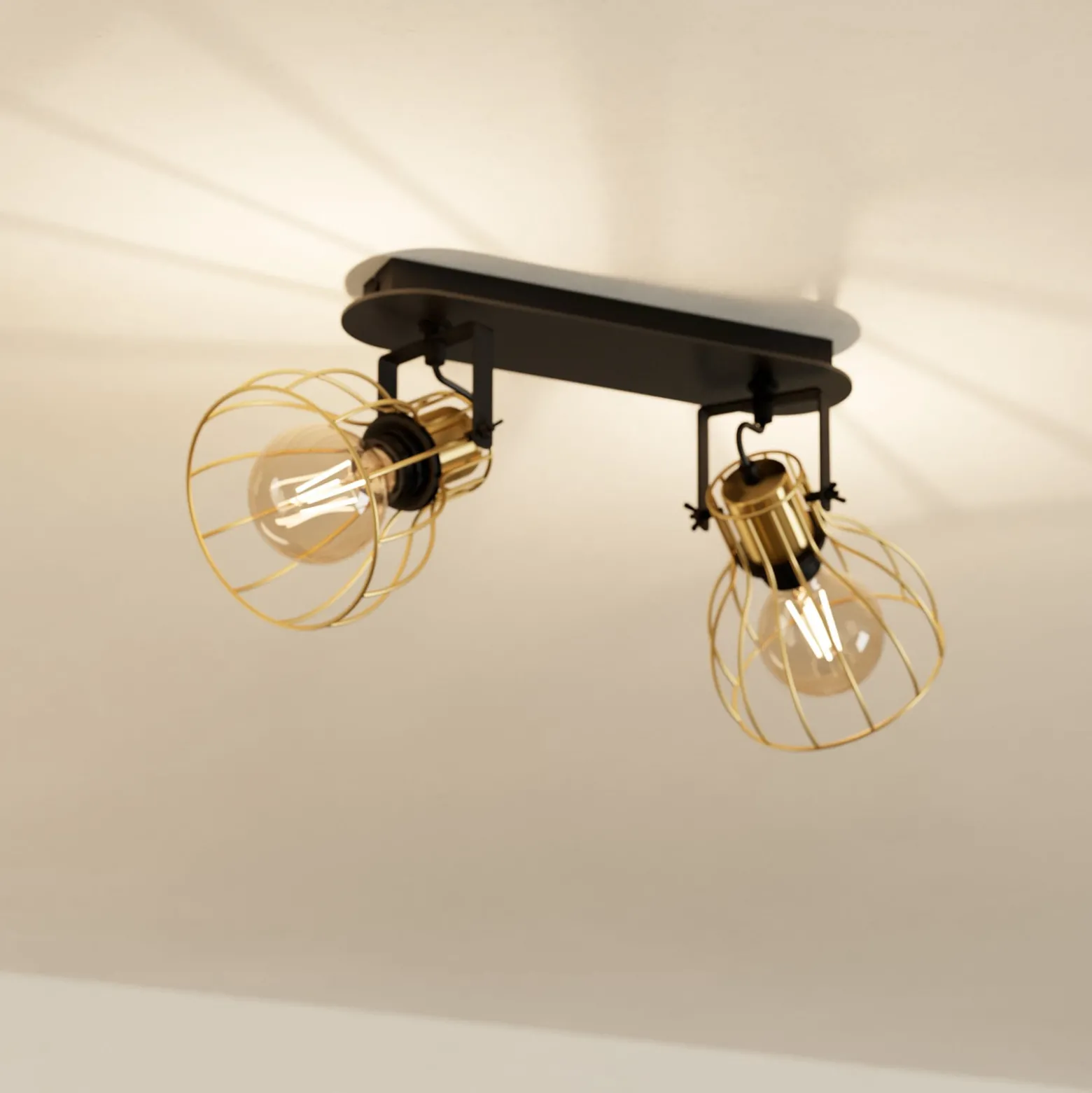 EGLO Sambatello Deckenlampe 2-flammig schwarz/gold