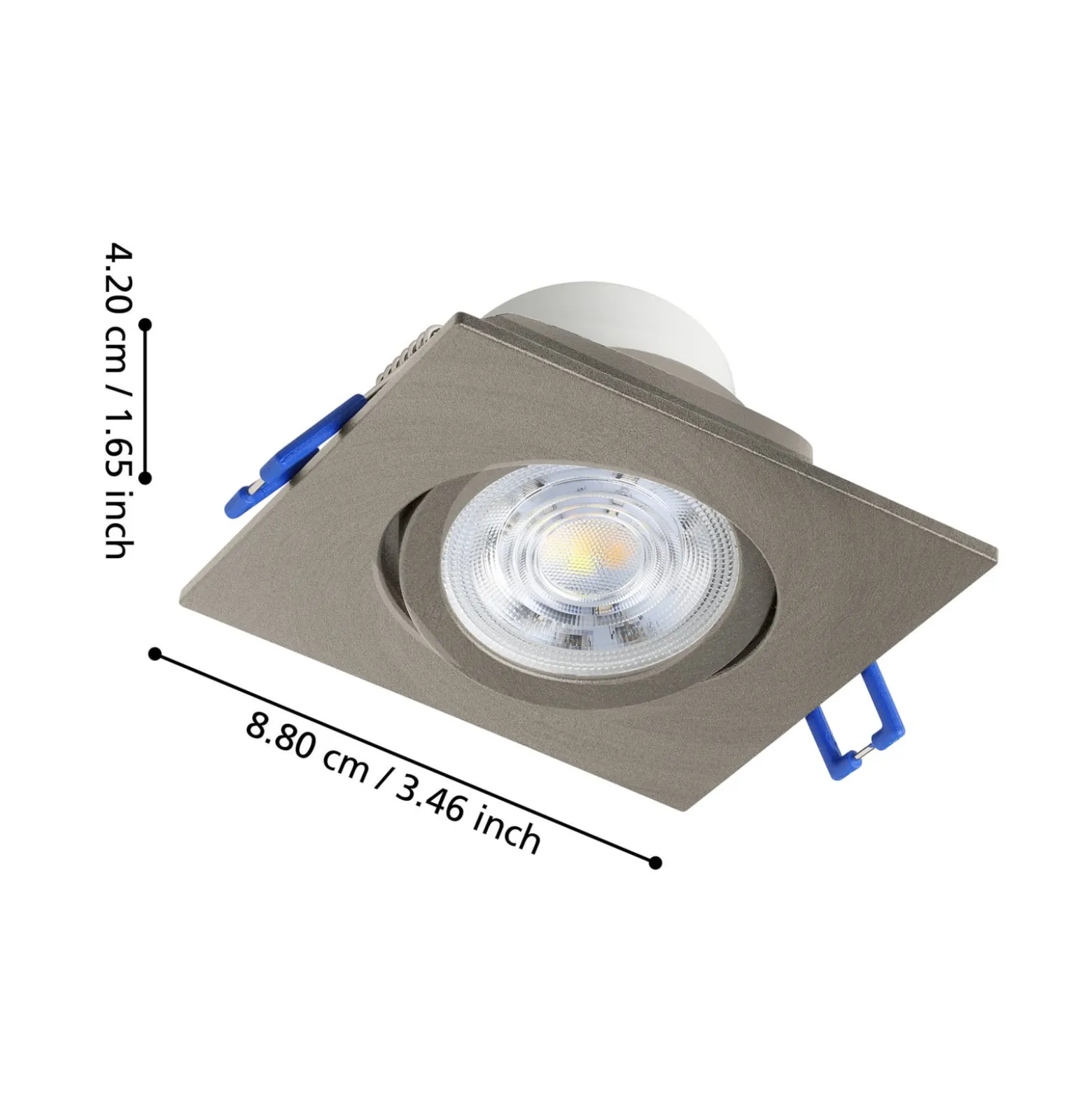 Einbauspot Saliceto eckig drehbar 2.700K nickel