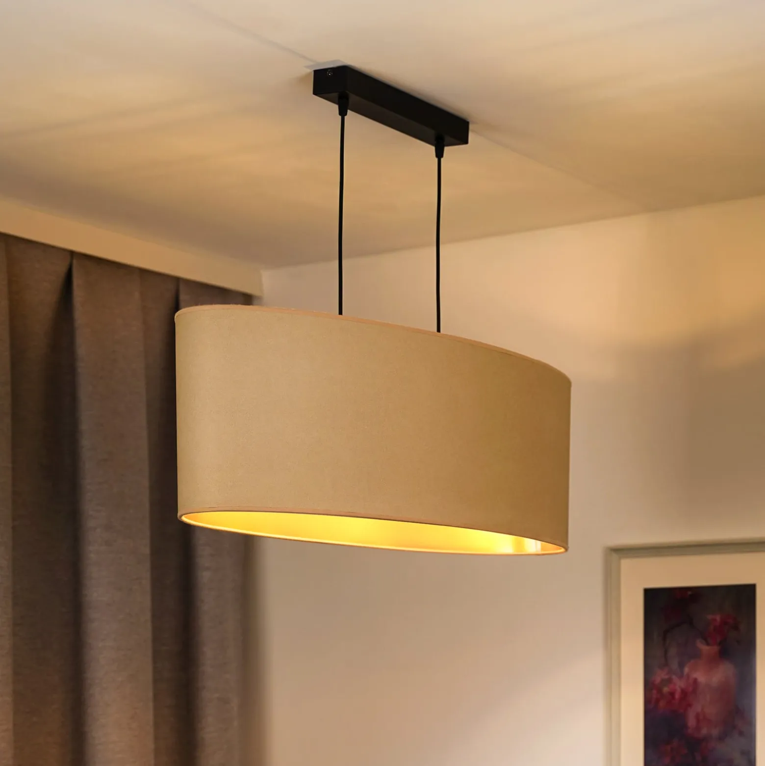 Envostar Hängelampe Idun hellbeige 80 cm Naturmaterial vegan