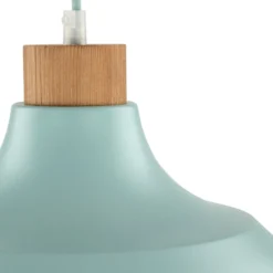 Envostar Hängeleuchte Kaitt, mintgrün, Ø 34 cm, Holzdetail