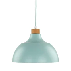 Envostar Hängeleuchte Kaitt, mintgrün, Ø 34 cm, Holzdetail