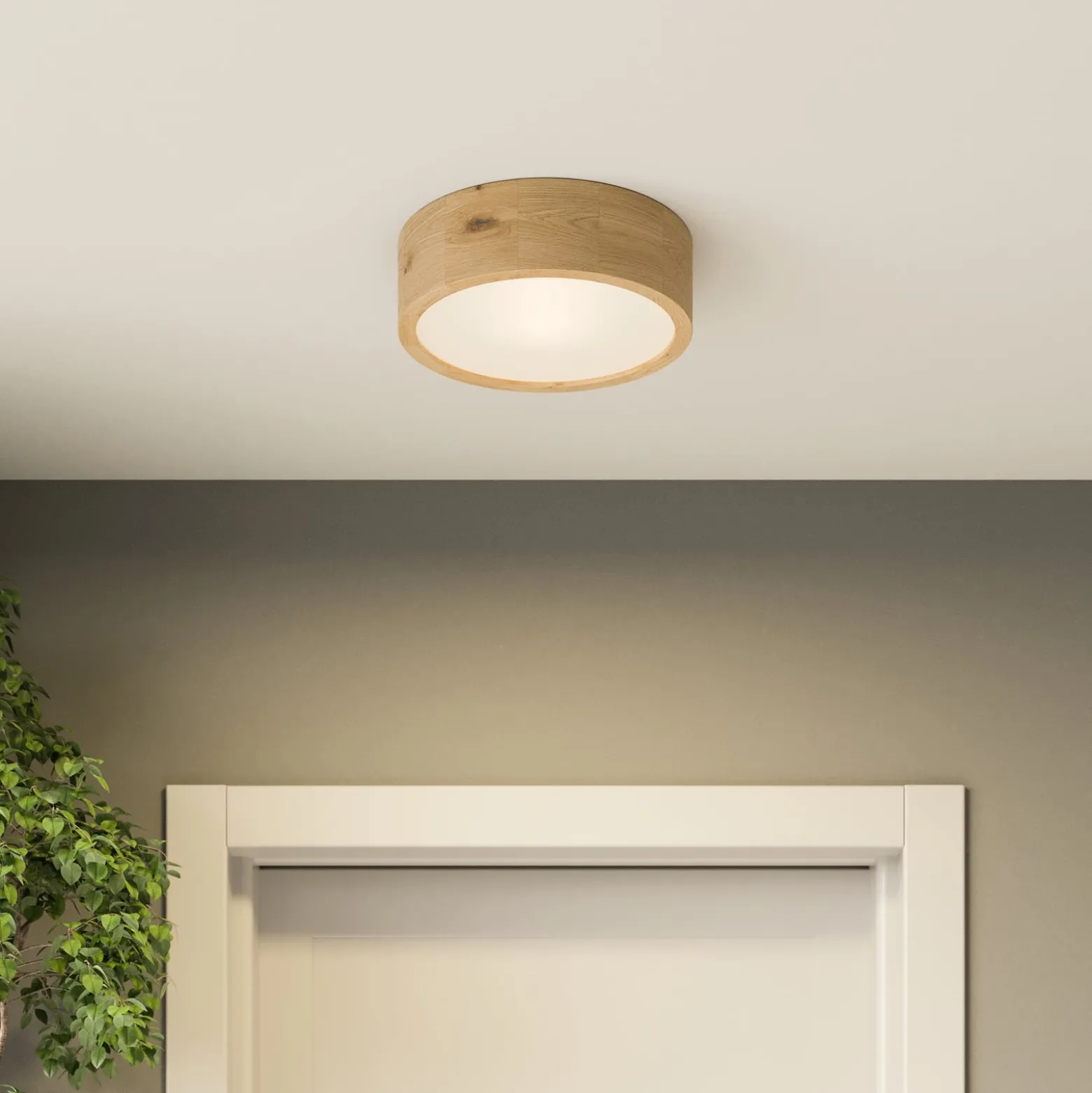 Envostar Kerio Deckenlampe, Ø 27 cm, eiche natur