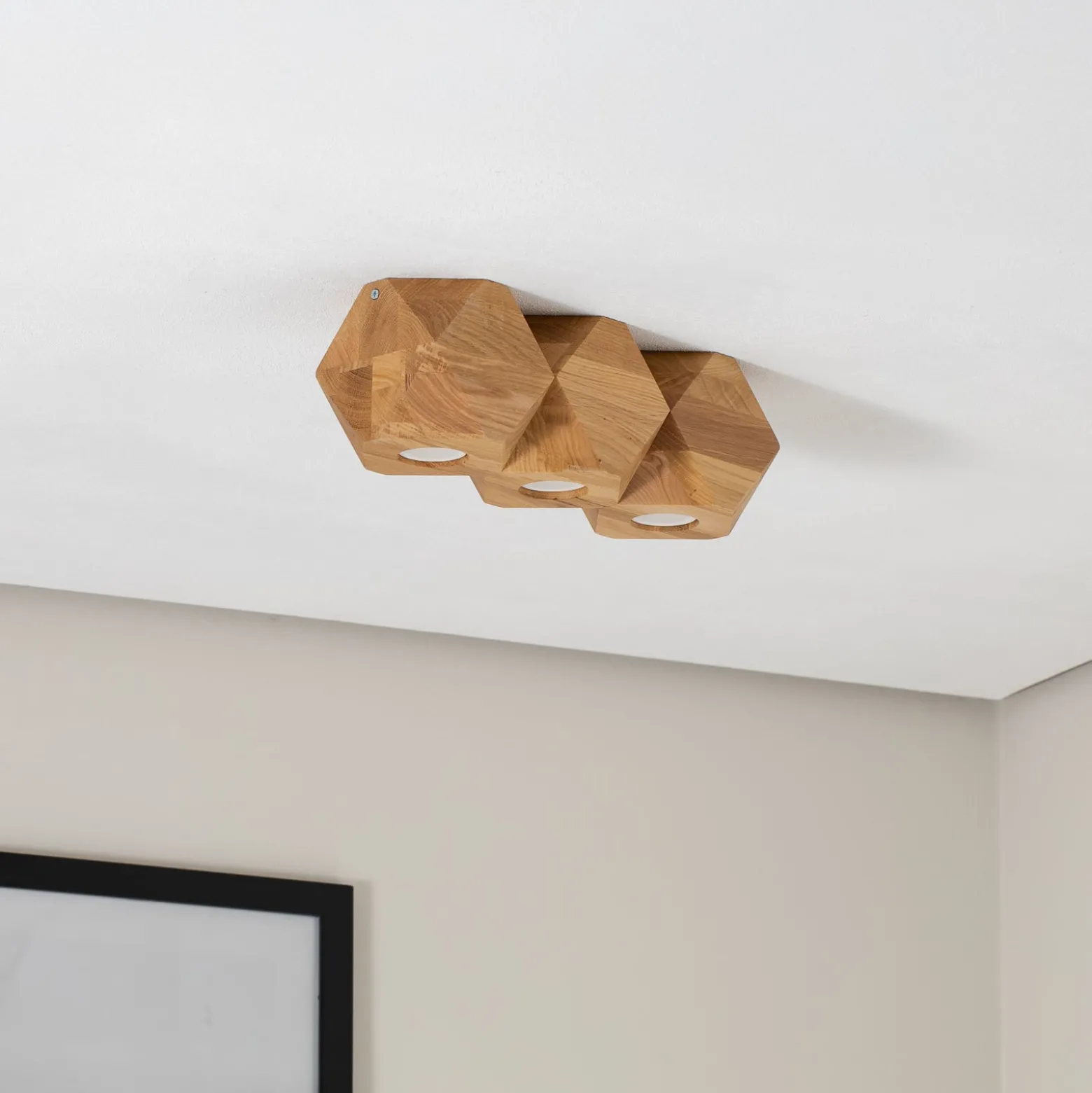 Envostar Peach Puff Deckenlampe Polyeder Holz 3flg