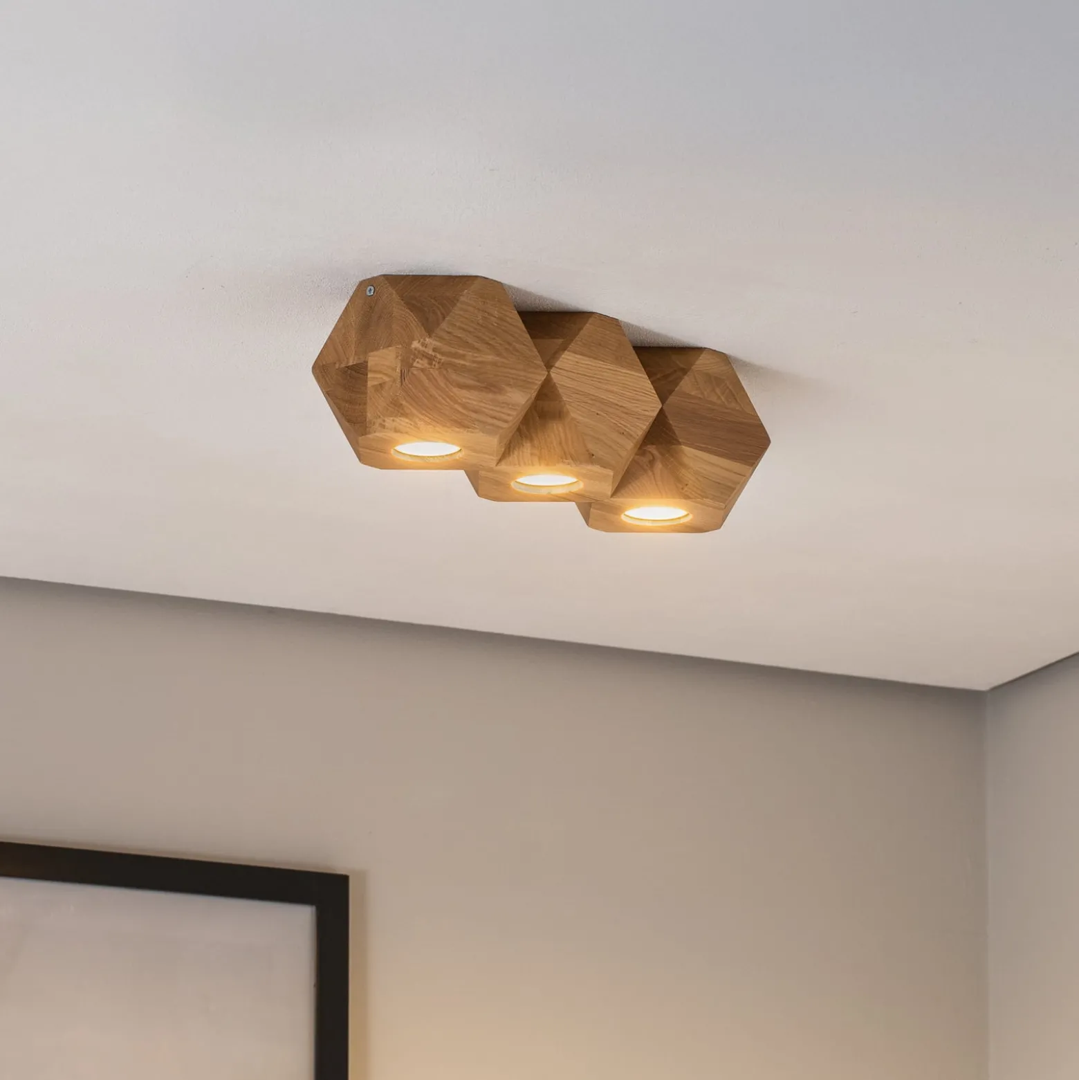 Envostar Peach Puff Deckenlampe Polyeder Holz 3flg