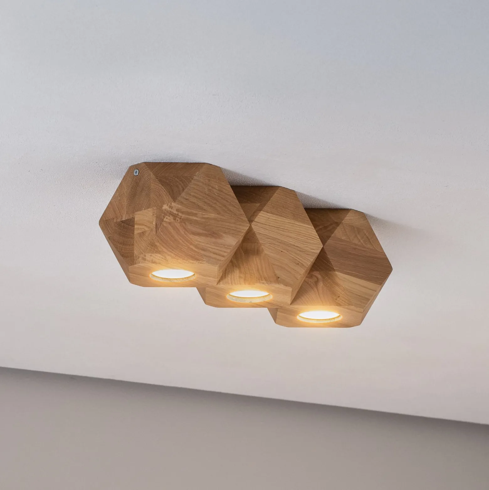 Envostar Peach Puff Deckenlampe Polyeder Holz 3flg