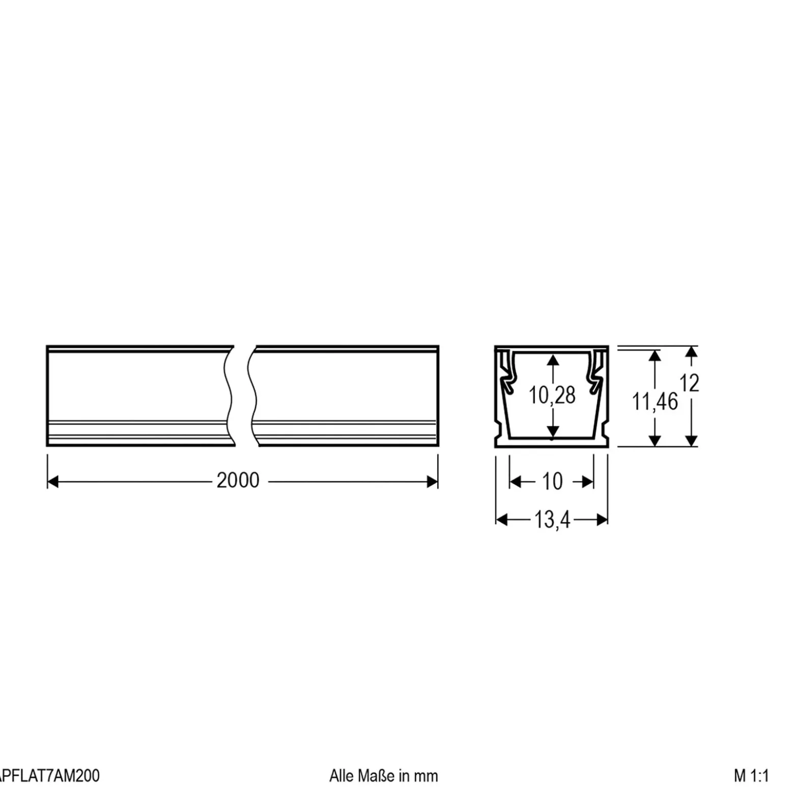 EVN APFLAT7 Alu-Profil 200cm, U-Profil, aluminium