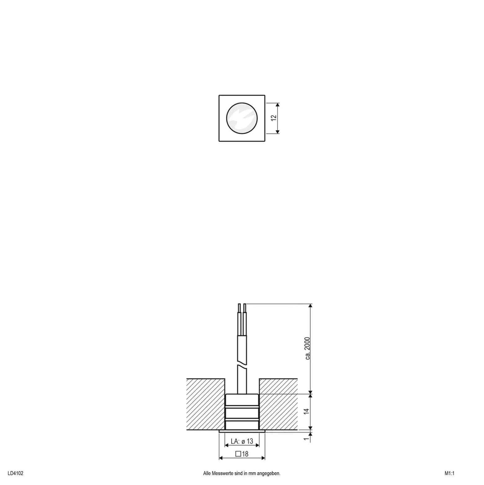 EVN LD4102 Einbaulampe 12V IP68 1,8x1,8cm 0,2W 830