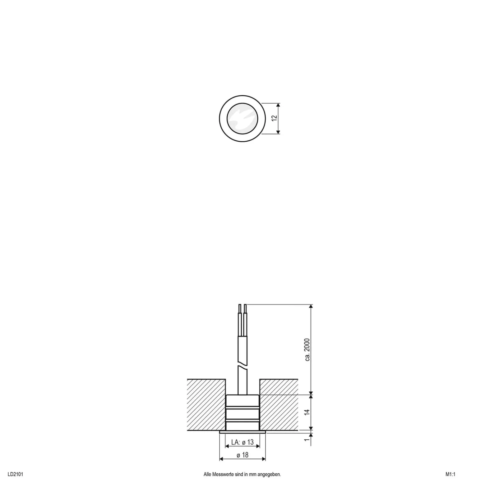 EVN LD2101 Einbauleuchte 12V IP68 Ø1,8cm 0,2W 860