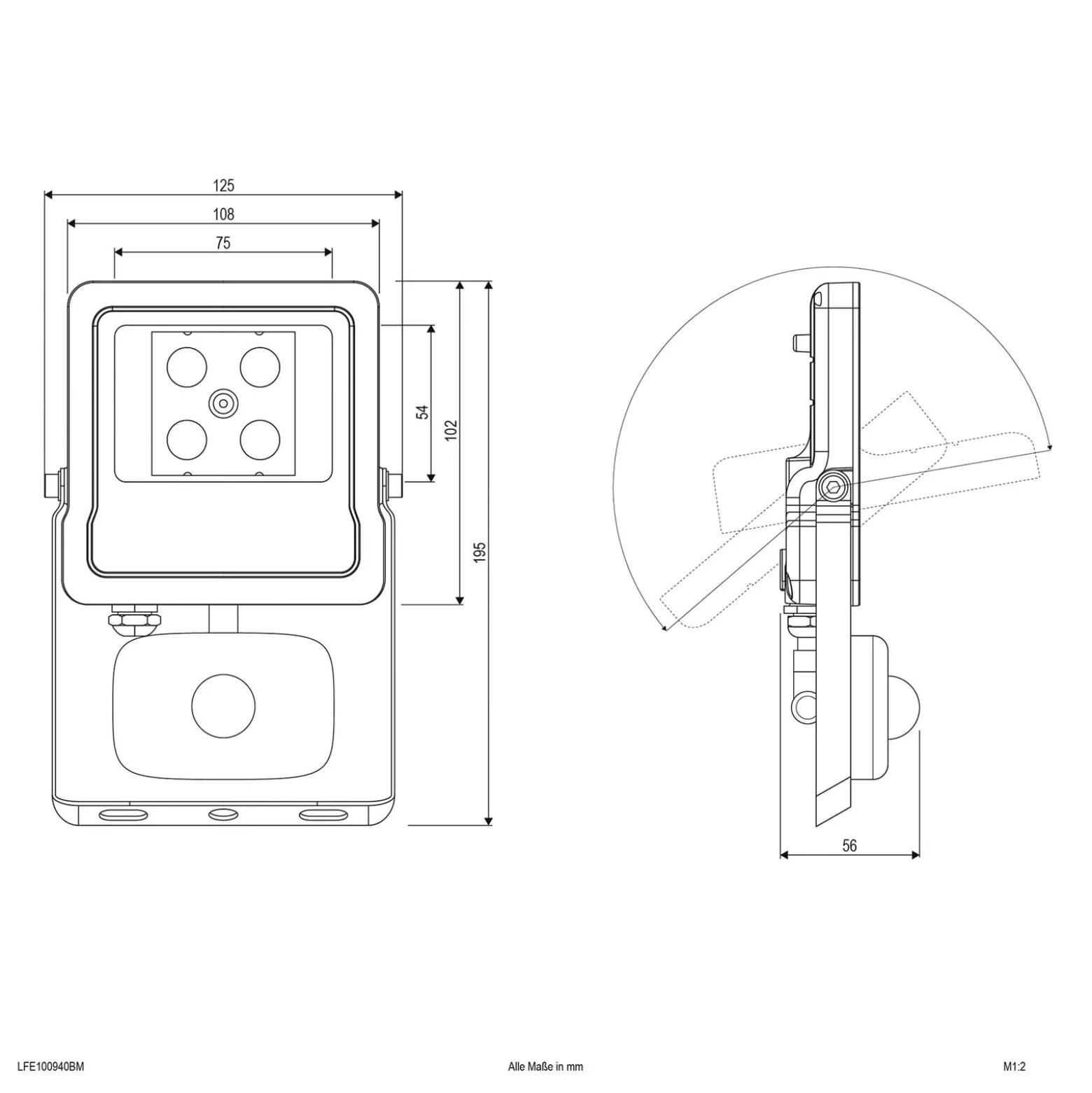 EVN Panthera Außenstrahler Sensor IP44 10W 4.000K