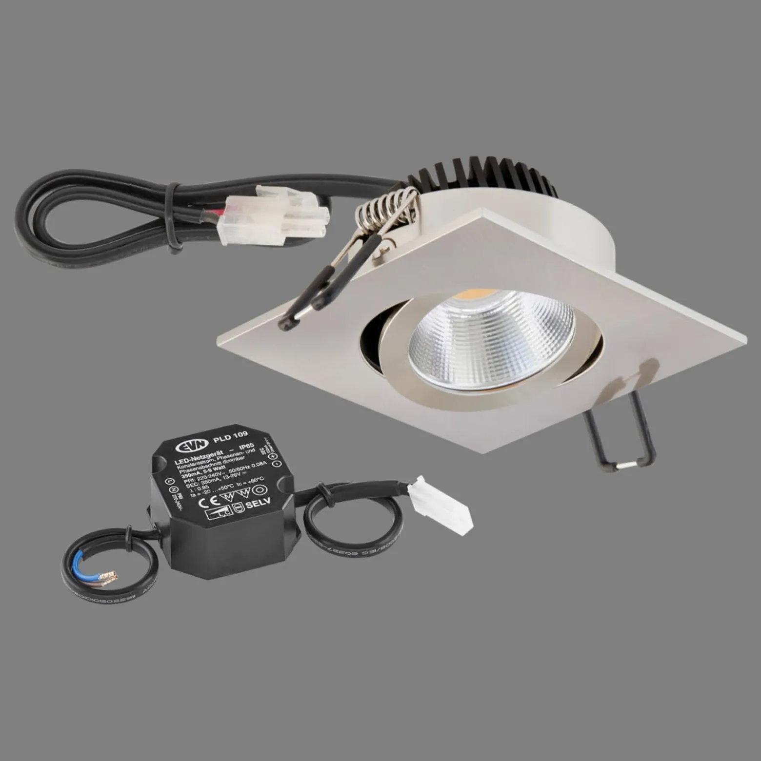 EVN PC20 Einbau eckig Phasendimmer 3000K edelstahl