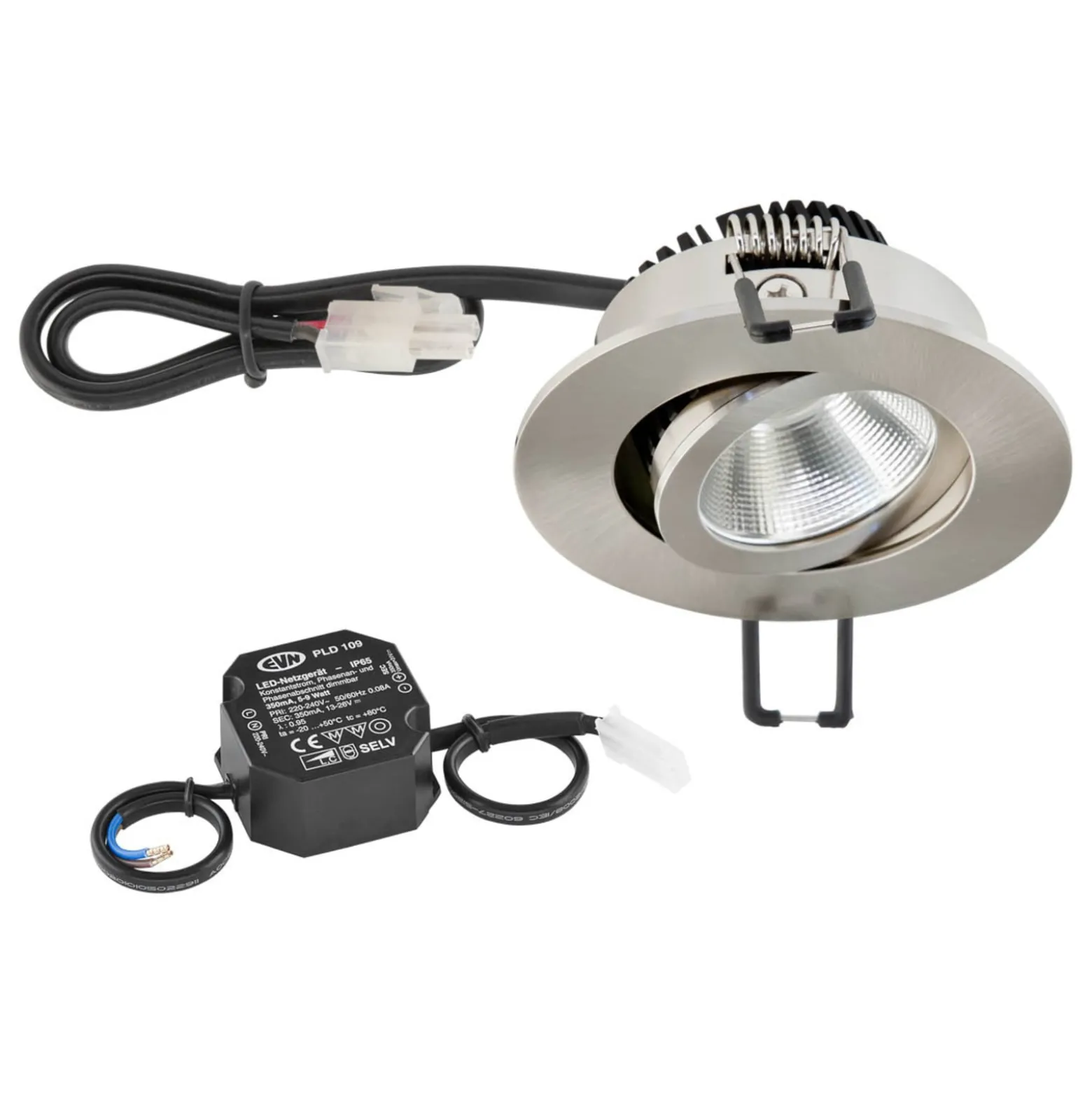 EVN PC20 Einbaulampe rund Phasendimmer 3000K stahl