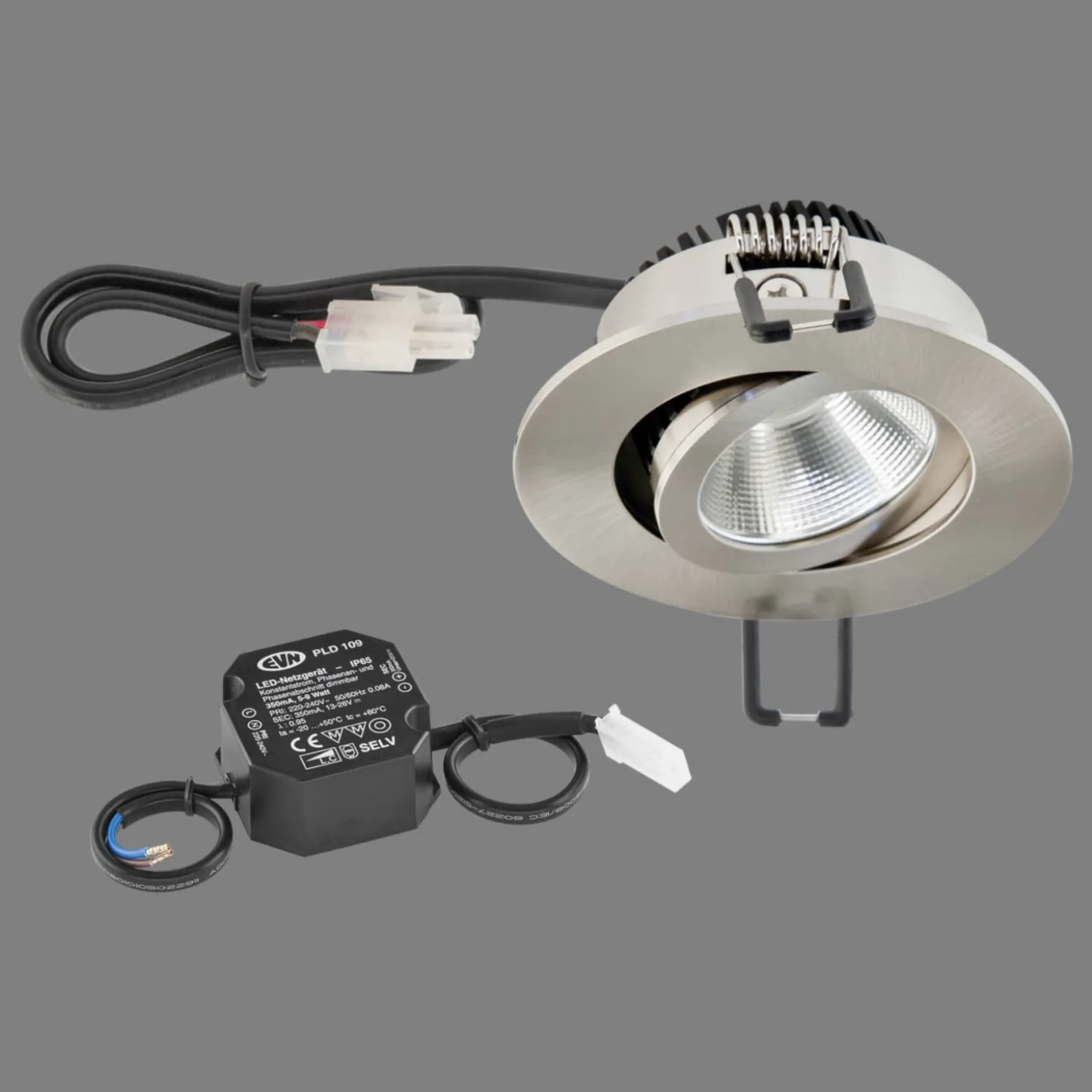 EVN PC20 Einbaulampe rund Phasendimmer 3000K stahl