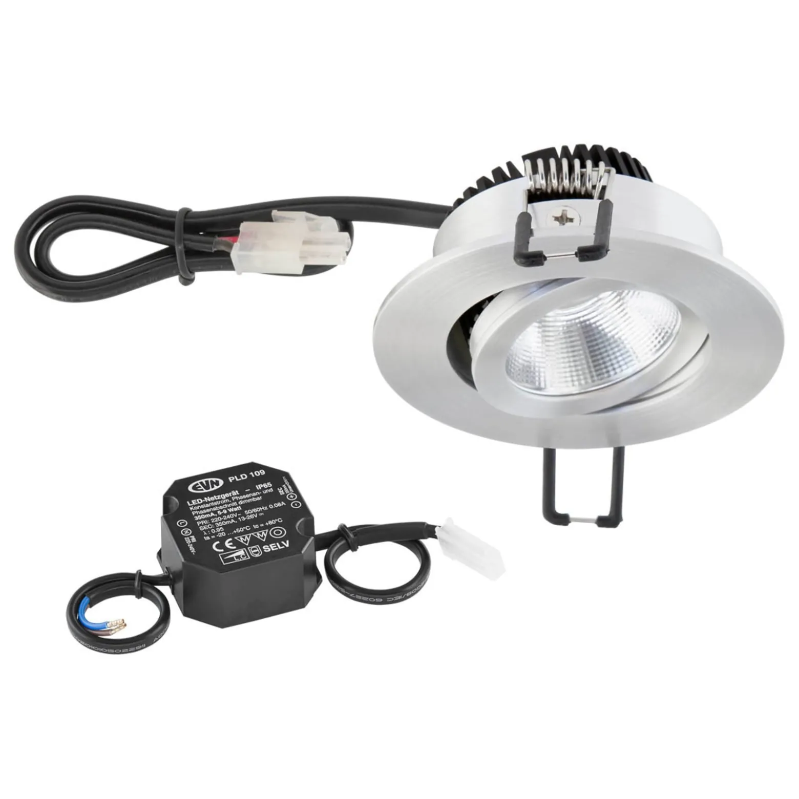 EVN PC20 Einbaulampe rund Phasendimmer 3000K alu