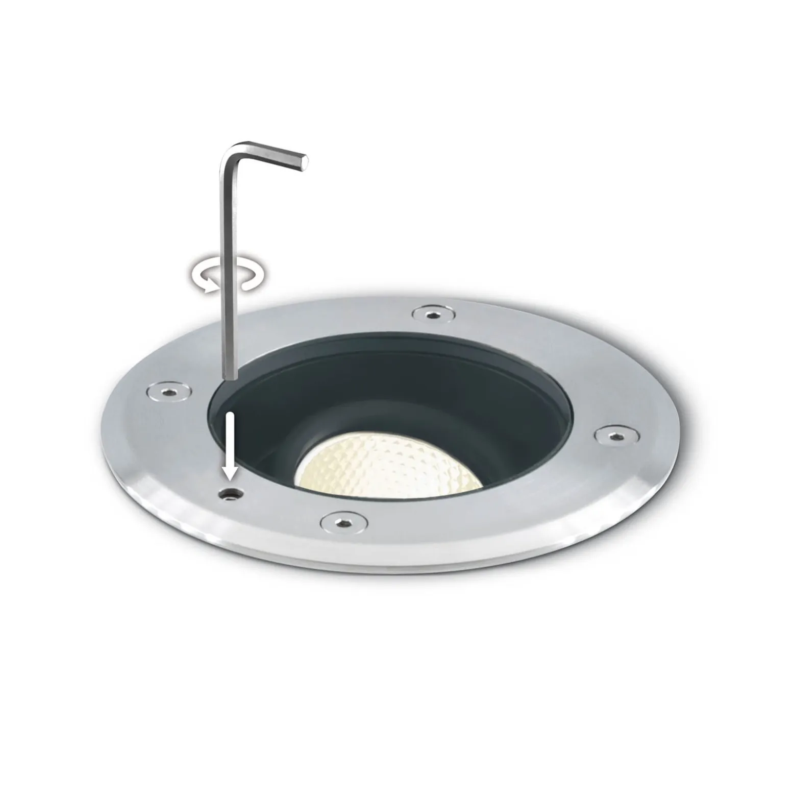 EVN Pentola Einbaulampe edelstahl Ø13,5cm 3.000K