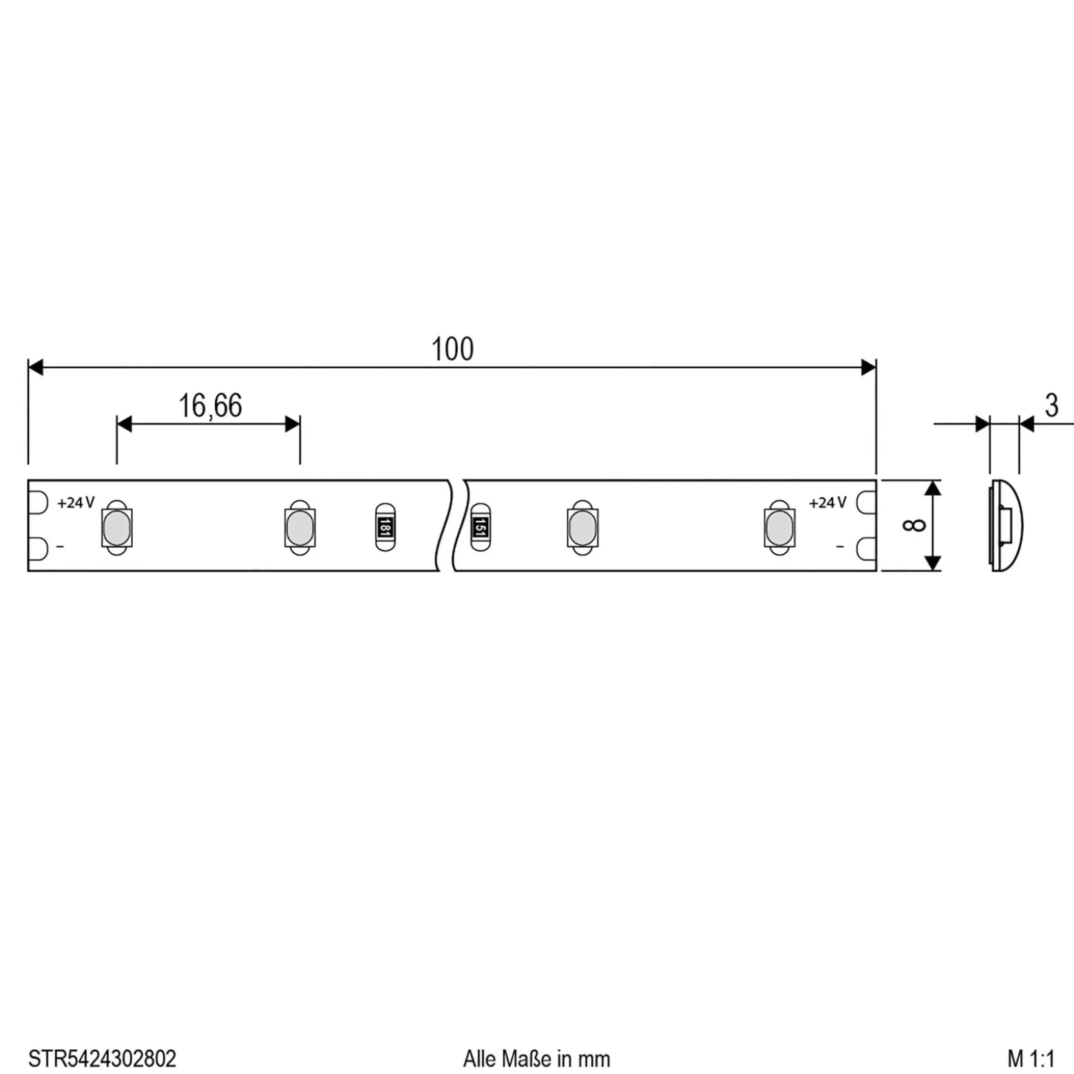 EVN STR5424 LED-Strip IP54 5m 24W 3.000K