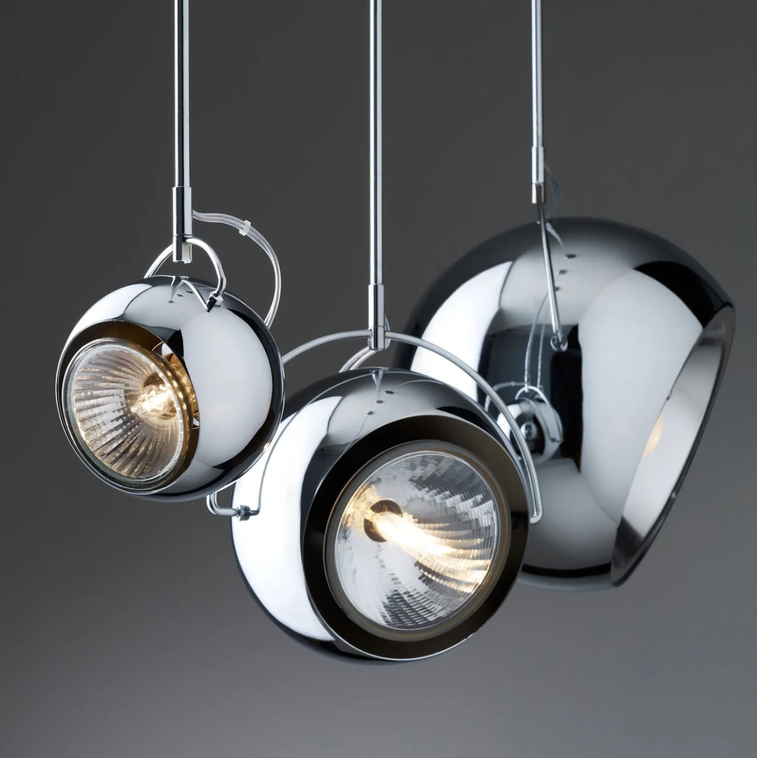 Fabbian Beluga Steel Chrom-Hängeleuchte, Ø 20 cm