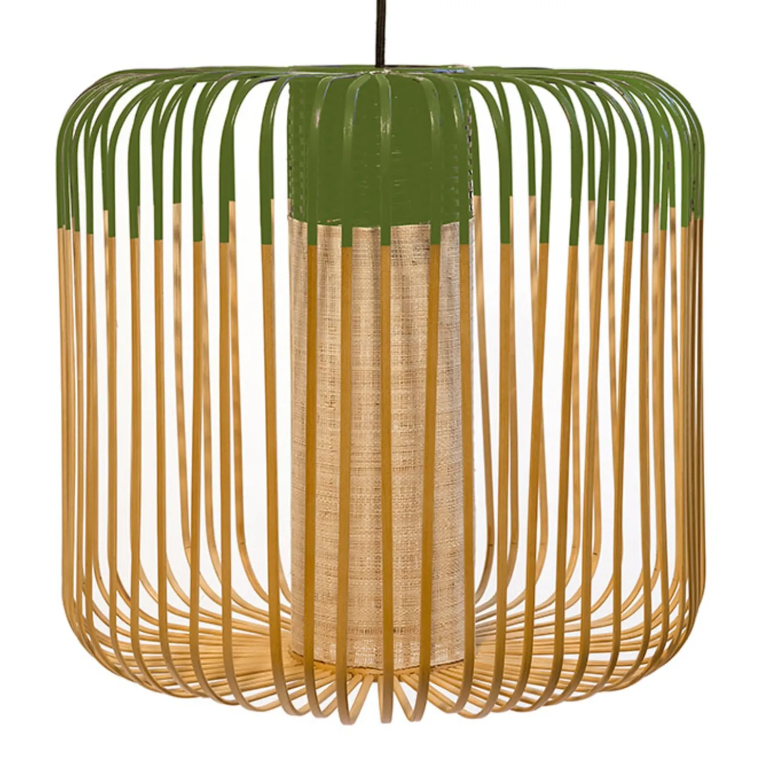 Forestier Pendellampe Bamboo M, Ø 45 cm, grün