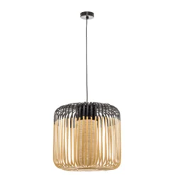 Forestier Pendellampe Bamboo M, Ø 45 cm, schwarz