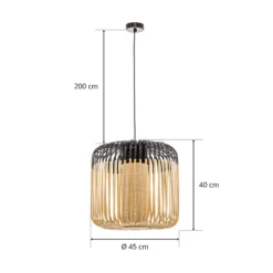 Forestier Pendellampe Bamboo M, Ø 45 cm, schwarz