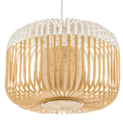 Forestier Pendellampe Bamboo S, Ø 35 cm, weiß