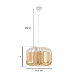 Forestier Pendellampe Bamboo S, Ø 35 cm, weiß