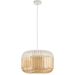 Forestier Pendellampe Bamboo S, Ø 35 cm, weiß