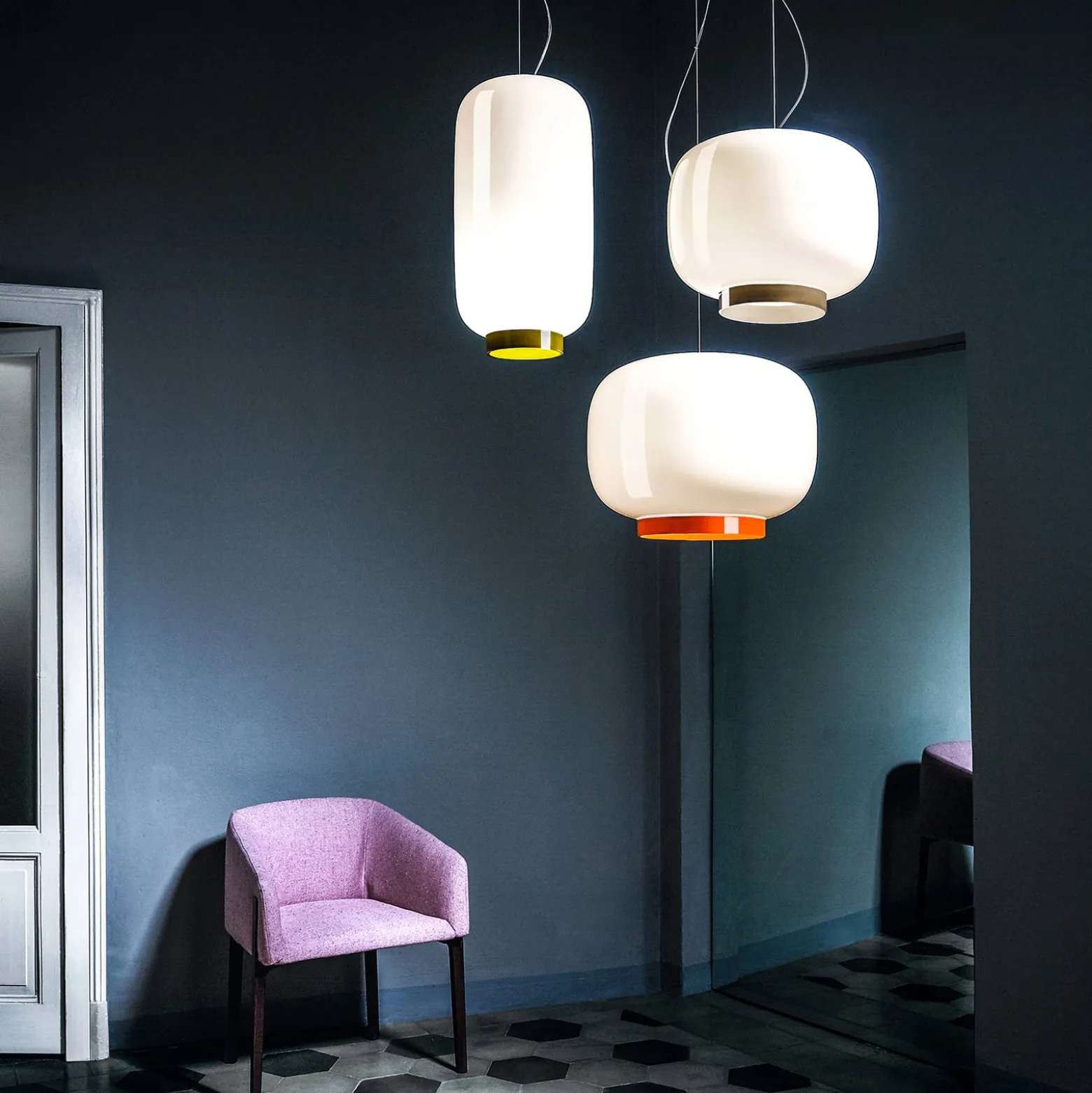 Foscarini Chouchin Reverse 1 LED-Hänge weiß/orange