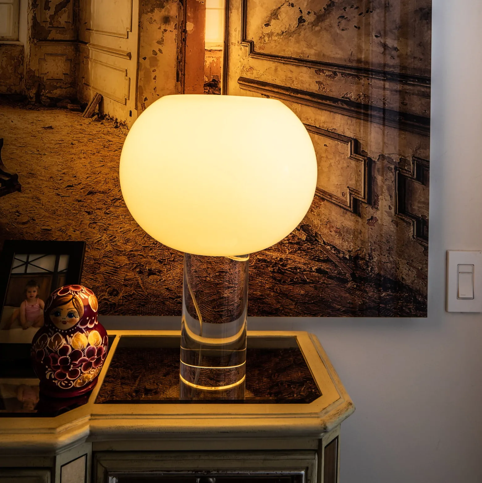 Foscarini Tischleuchte Buds 3, weiß, Glas, Kunststoff, E27