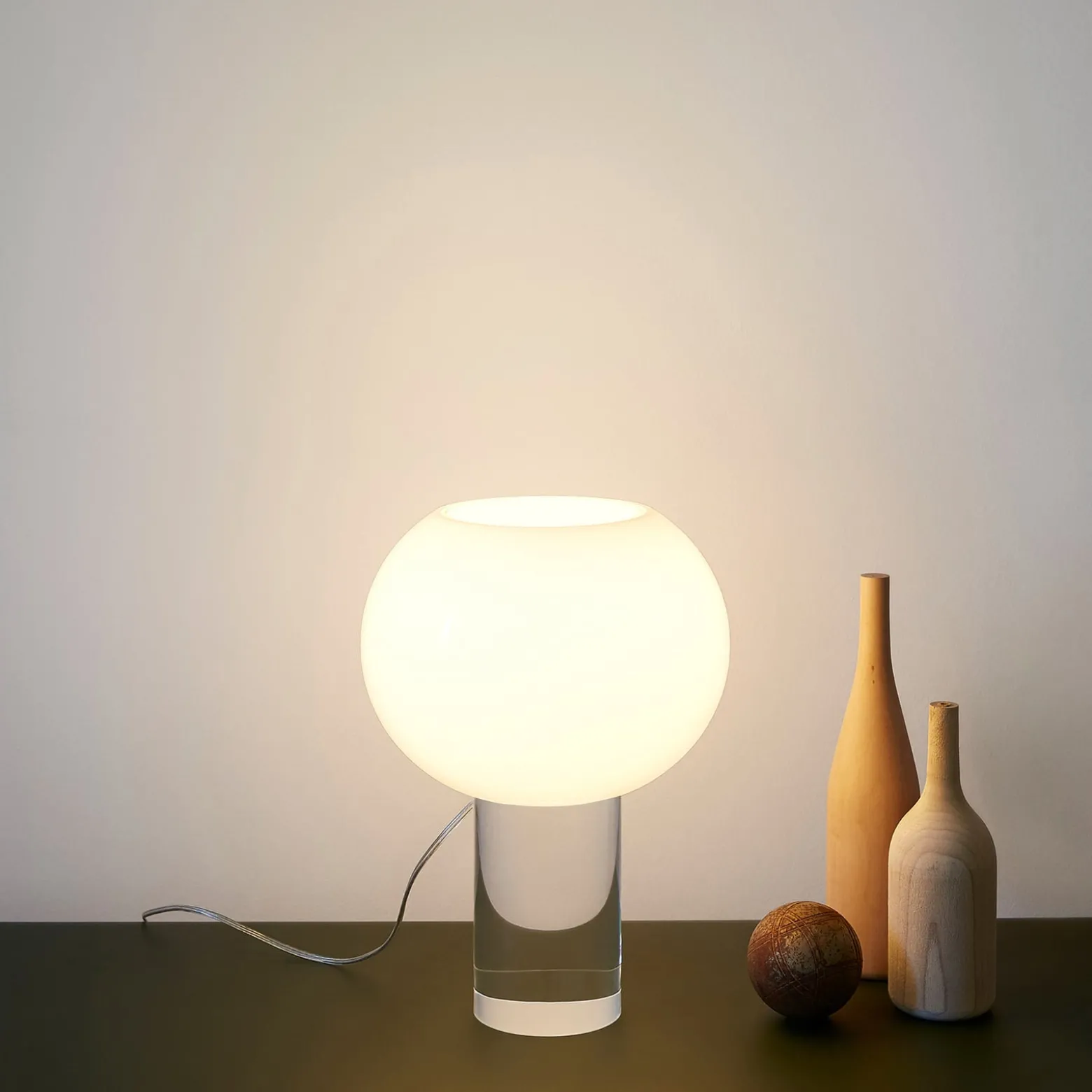 Foscarini Tischleuchte Buds 3, weiß, Glas, Kunststoff, E27